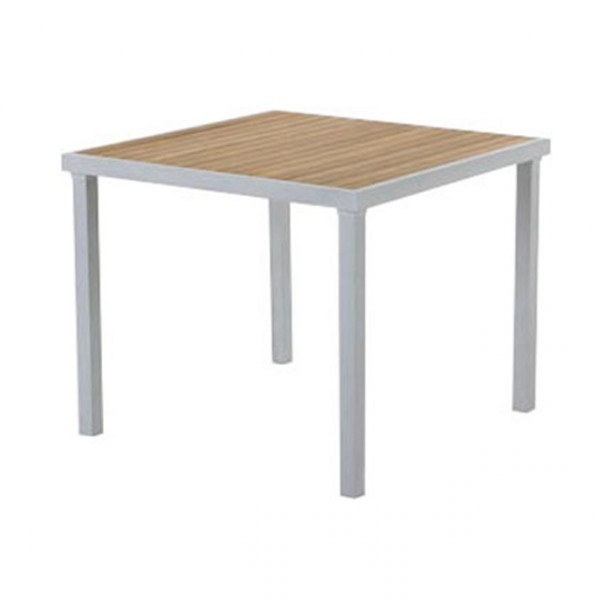Teakholz Tisch 90x90 Alu / Teak Gartentisch quadratisch Gartenmöbel