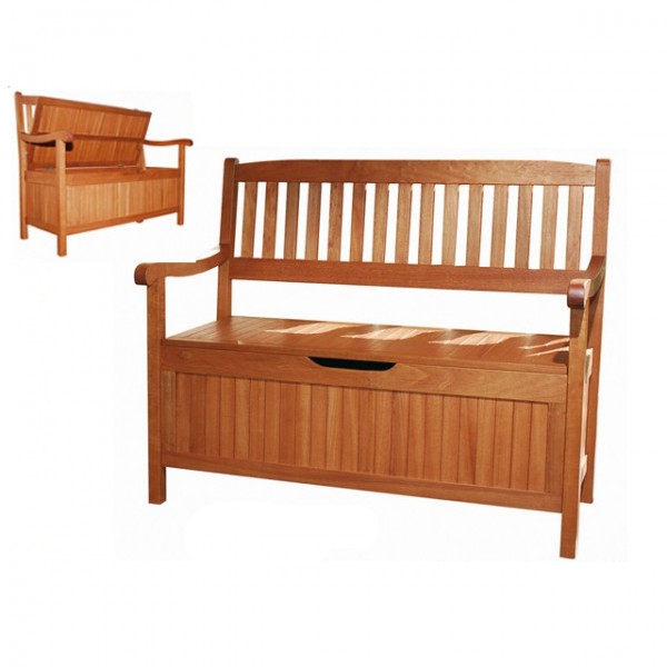 Holz Truhenbank 107cm Garten Sitzbank Holzbank Gartentruhe FSC