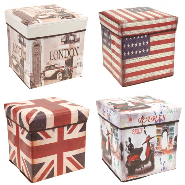 faltbare Aufbewahrungsbox mit Motiv London Paris USA UK Flagge Hocker Hocker Holz Mit Aufbewahrung ~ faltbare Aufbewahrungsbox mit Motiv London Paris USA UK Flagge Hocker