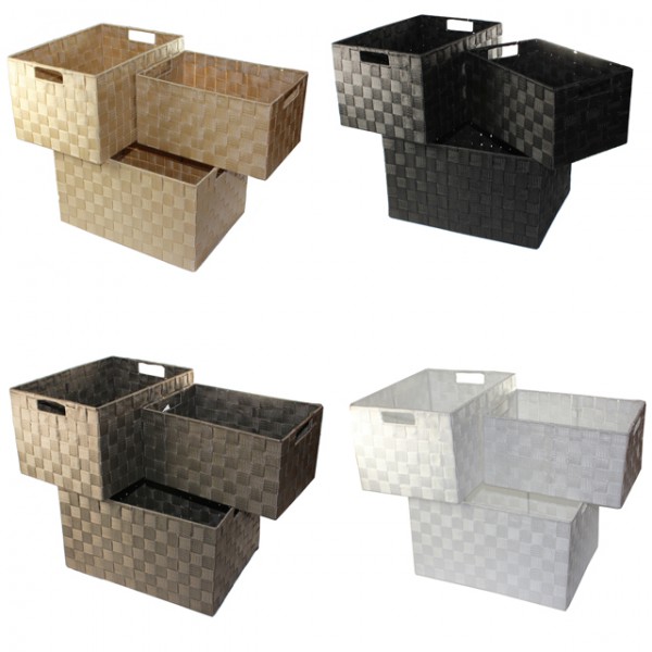 XXL Aufbewahrungsbox 3er Set Badezimmer Kiste Korb geflochten Kiste ... XXL Aufbewahrungsbox 3er Set Badezimmer Kiste Korb geflochten Kiste ...
